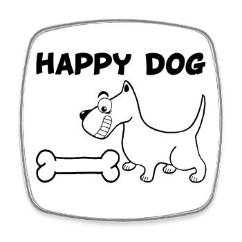 A Happy Dog (Black) - Square fridge magnet - white - Front