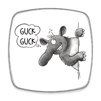 Guck Guck Tapir I Cartoon Tiermotiv - Viereckiger Kühlschrankmagnet - Weiß - Vorne