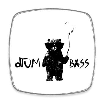 Drum and Bass Teddy – Cooles Design für Kinder - Viereckiger Kühlschrankmagnet - Weiß - Vorne