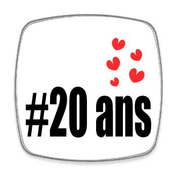 20. 20 JAHRE. 20-JÄHRIGES JUBILÄUM. 20-JÄHRIGES JUBILÄUM. - Viereckiger Kühlschrankmagnet - Weiß - Vorne