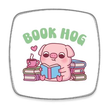Süßes Schwein liebt es, Buch Schwein lustig zu lesen - Viereckiger Kühlschrankmagnet - Weiß - Vorne