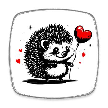 Igel mit Herz Luftballon - Heartful Creatures - Viereckiger Kühlschrankmagnet - Weiß - Vorne