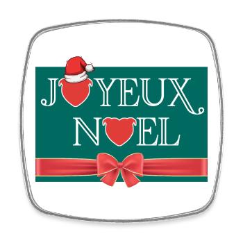Joyeux Noël tête de cœur staffie et nœud cadeau - Magnet carré - blanc - Devant