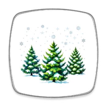 Winterliche Eleganz – Tannen & Sterne - Viereckiger Kühlschrankmagnet - Weiß - Vorne