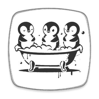 Fröhliche Pinguine in der Badewanne im Stencil-Sti - Viereckiger Kühlschrankmagnet - Weiß - Vorne