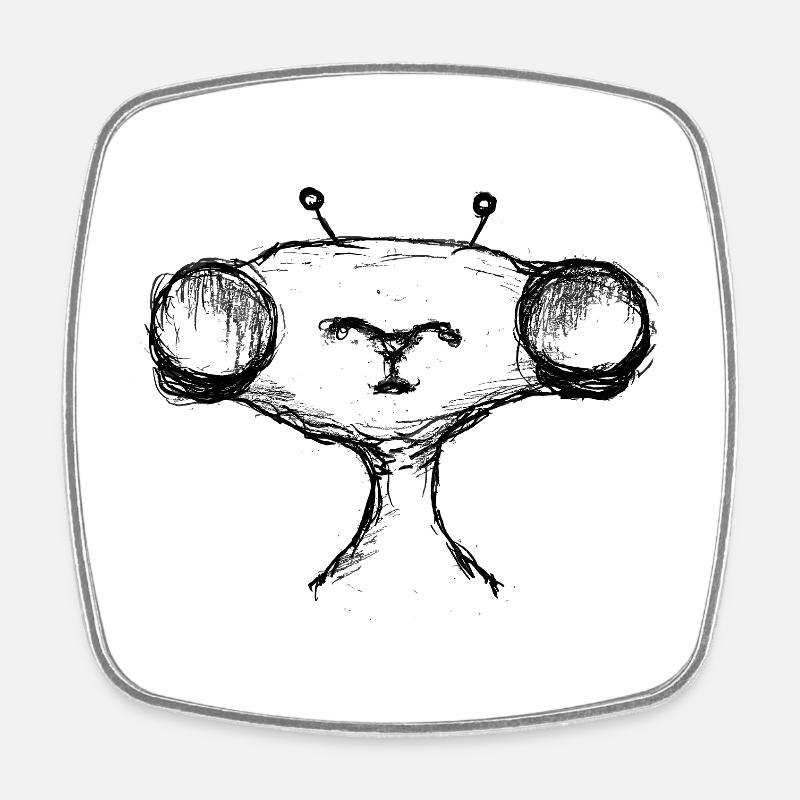 Alien - Square fridge magnet - white