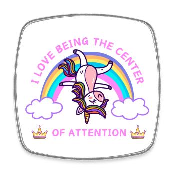 Licorne J’adore être le centre de l’attention - Magnet carré - blanc - Devant