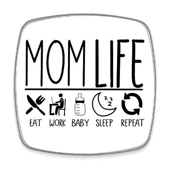 Mom Life Mom Life Eat Work Baby Repeat - Square fridge magnet - white - Front