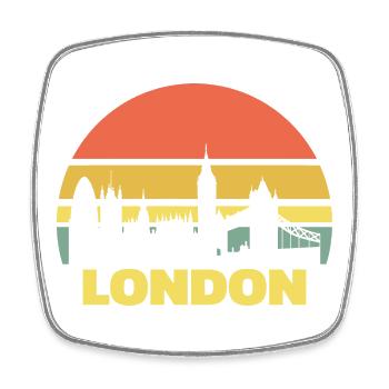 London Skyline Retro Vintage Silhouette - Viereckiger Kühlschrankmagnet - Weiß - Vorne