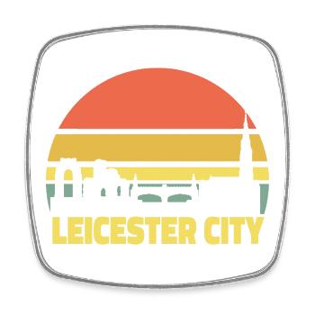 Leicester City Retro Skyline Silhouette - Square fridge magnet - white - Front