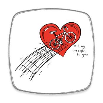 Cycling Heart: Riding Straight to You - Square fridge magnet - white - Front