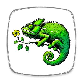 Caméléon - Magnet carré - blanc - Devant