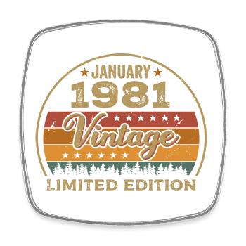 Legenden wurden im Januar 1981 geboren,Januar 1981 - Viereckiger Kühlschrankmagnet - Weiß - Vorne