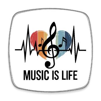 Music is Life Notenschlüssel Outfit Musikfans und - Viereckiger Kühlschrankmagnet - Weiß - Vorne