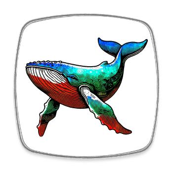 Whale - Square fridge magnet - white - Front
