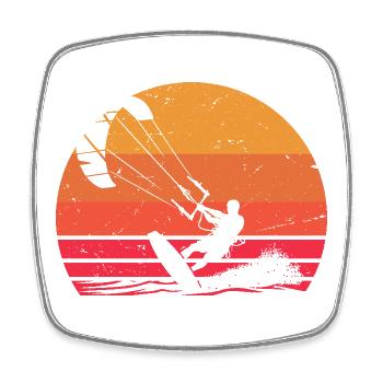 Sonnenuntergang Kitesurfen Silhouette Design - Viereckiger Kühlschrankmagnet - Weiß - Vorne