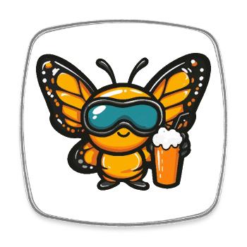 Bière d’après-ski Butterfly - Magnet carré - blanc - Devant