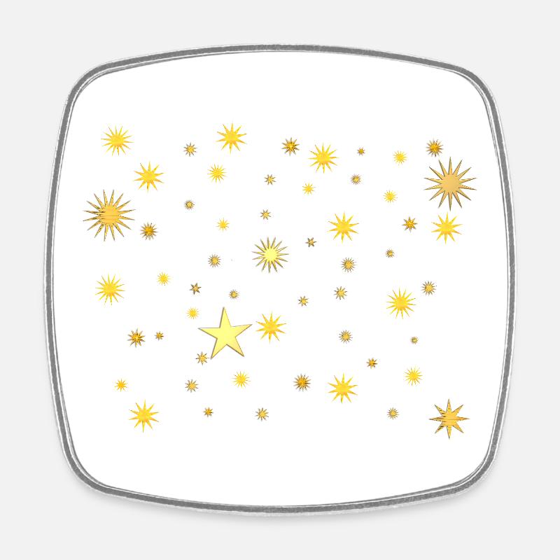 Golden Star Sparks - Square fridge magnet - white