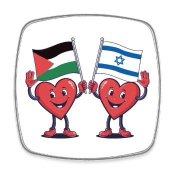 Palestine and Israel Hearts - Square fridge magnet - white - Front