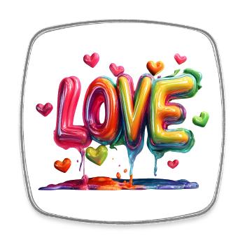 Bunte Love-Ballon Schrift - Viereckiger Kühlschrankmagnet - Weiß - Vorne