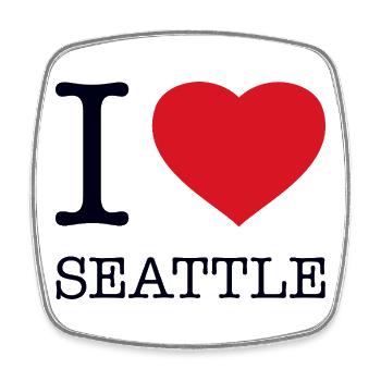 I LOVE SEATTLE - Square fridge magnet - white - Front