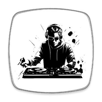 Diskjockey - Viereckiger Kühlschrankmagnet - Weiß - Vorne