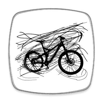 Bicycle Line Art - Square fridge magnet - white - Front