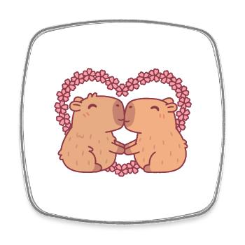 Süße Küssende Wasserschweine Sakura Blumen Herz - Viereckiger Kühlschrankmagnet - Weiß - Vorne