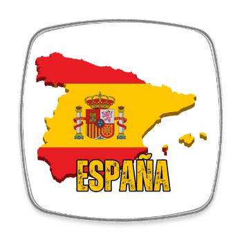 Drapeau de l’Espagne, carte drapeau de l’Espagne - Magnet carré - blanc - Devant
