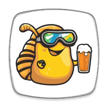 Escargot Après-Ski Bière Bande dessinée - Magnet carré - blanc - Devant