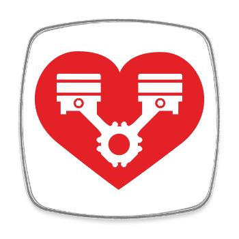 Tuning Herz - Viereckiger Kühlschrankmagnet - Weiß - Vorne