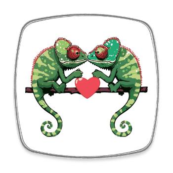 Chameleon Paar Valentinstag - Viereckiger Kühlschrankmagnet - Weiß - Vorne