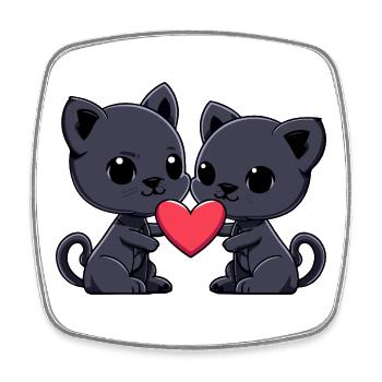 Panther Paar Verliebt Valentinstag - Viereckiger Kühlschrankmagnet - Weiß - Vorne