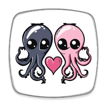 Oktopus Verliebt Valentinstag - Viereckiger Kühlschrankmagnet - Weiß - Vorne