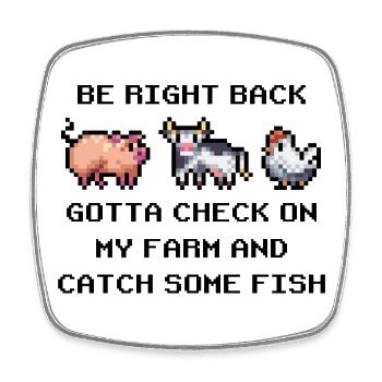 Pixel Farm – Retro Bauernhof-Tiere - Viereckiger Kühlschrankmagnet - Weiß - Vorne