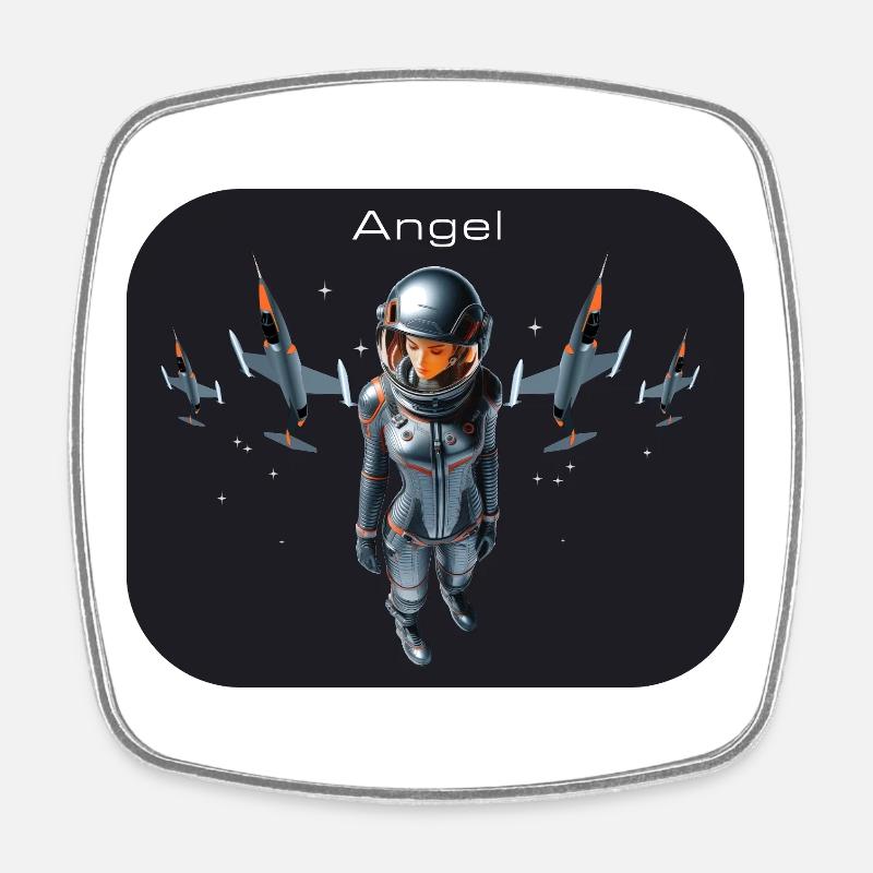 jet fighter angel - Square fridge magnet - white