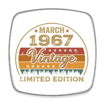 Vintage mars 1967 anniversaire mars 1967 rétro 1967 - Magnet carré - blanc - Devant