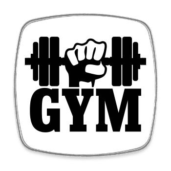 GYM Fist with Dumbbell - Square fridge magnet - white - Front