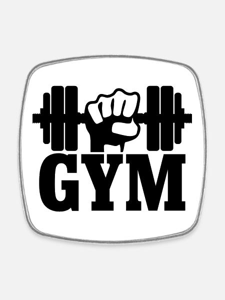 GYM Fist with Dumbbell - Square fridge magnet - white