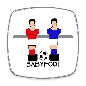 Baby foot - Magnet carré - blanc - Devant