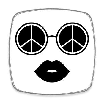 Frieden und Lippen / Friedensbrille und Lippen - Viereckiger Kühlschrankmagnet - Weiß - Vorne