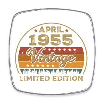 April 1955, Geburtstag April 1955, gift April 1955 - Viereckiger Kühlschrankmagnet - Weiß - Vorne