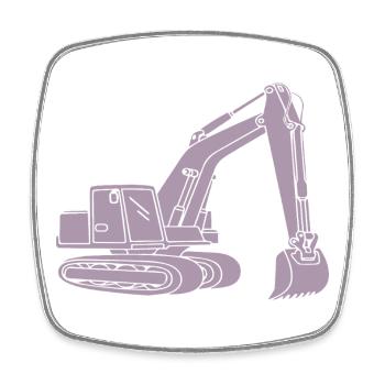 Bagger Silhouette Baugeräteführer Tiefbau - Viereckiger Kühlschrankmagnet - Weiß - Vorne