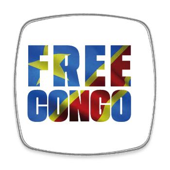 FREE CONGO - Magnet carré - blanc - Devant