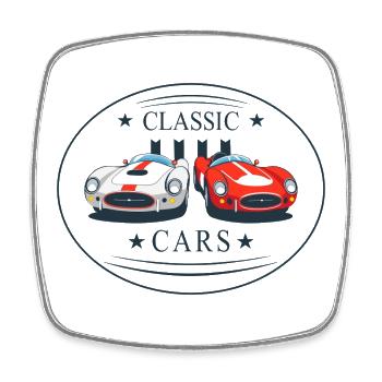 Classic Cars - Viereckiger Kühlschrankmagnet - Weiß - Vorne