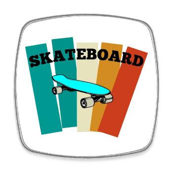 Skateboard - Viereckiger Kühlschrankmagnet - Weiß - Vorne