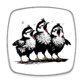 Poussins chantants - Motif animalier amusant avec musique - Magnet carré - blanc - Devant