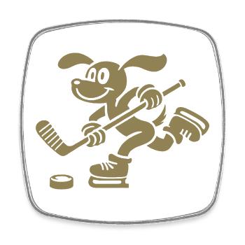 Dachshund Hockey Silhouette Minimalist - Square fridge magnet - white - Front