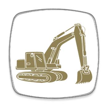 Excavator Silhouette Construction Equipment Operator Civil Engineering - Square fridge magnet - white - Front