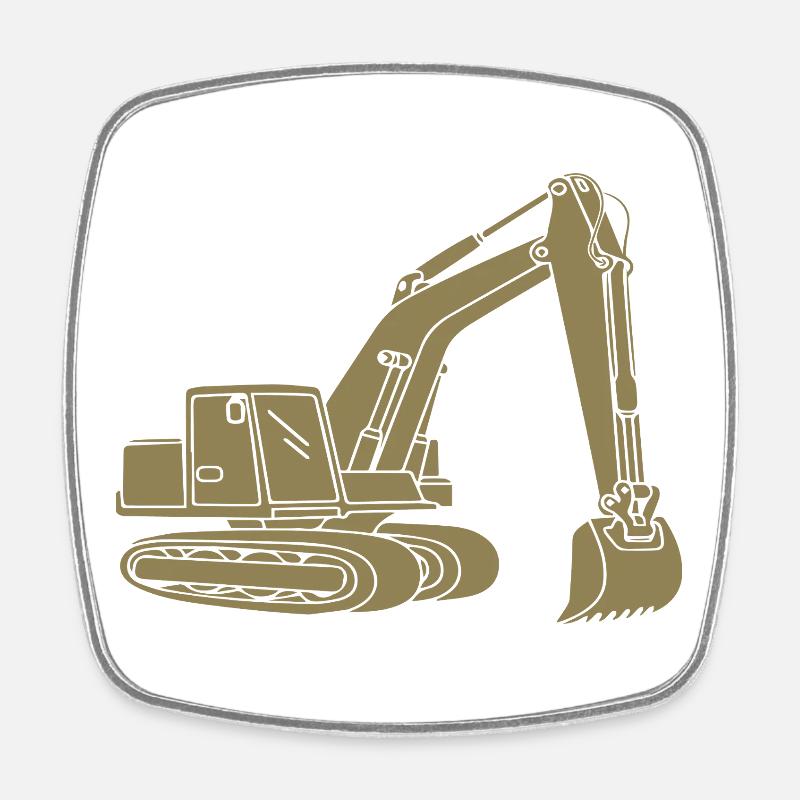 Bagger Silhouette Baugeräteführer Tiefbau - Viereckiger Kühlschrankmagnet - Weiß